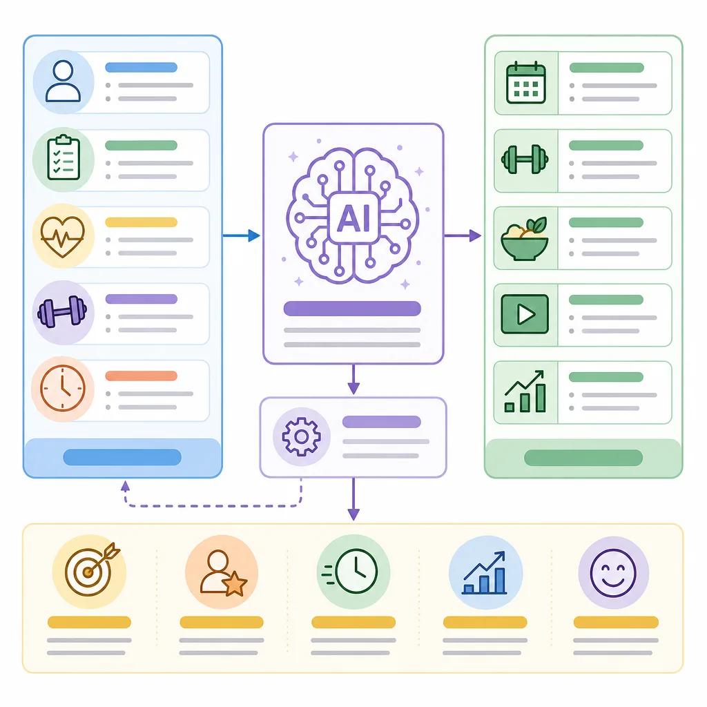 Diagram explaining ai-generated content for fitness coaching
