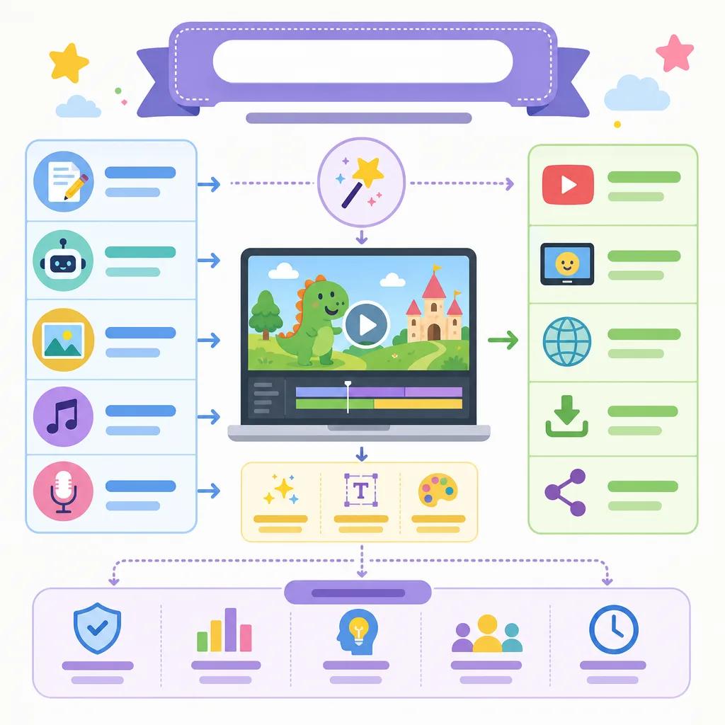 Diagram explaining ai tools for creating kids videos