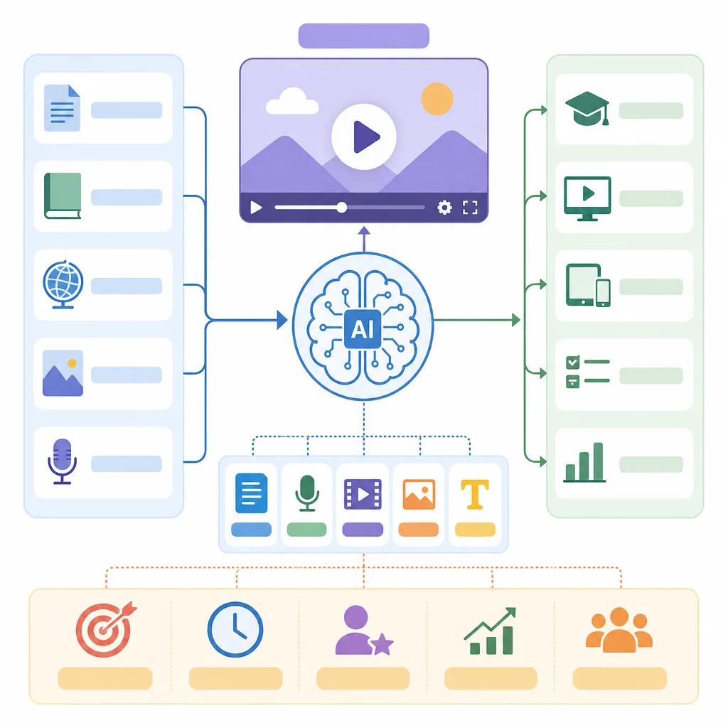 Diagram explaining ai video content for educational platforms