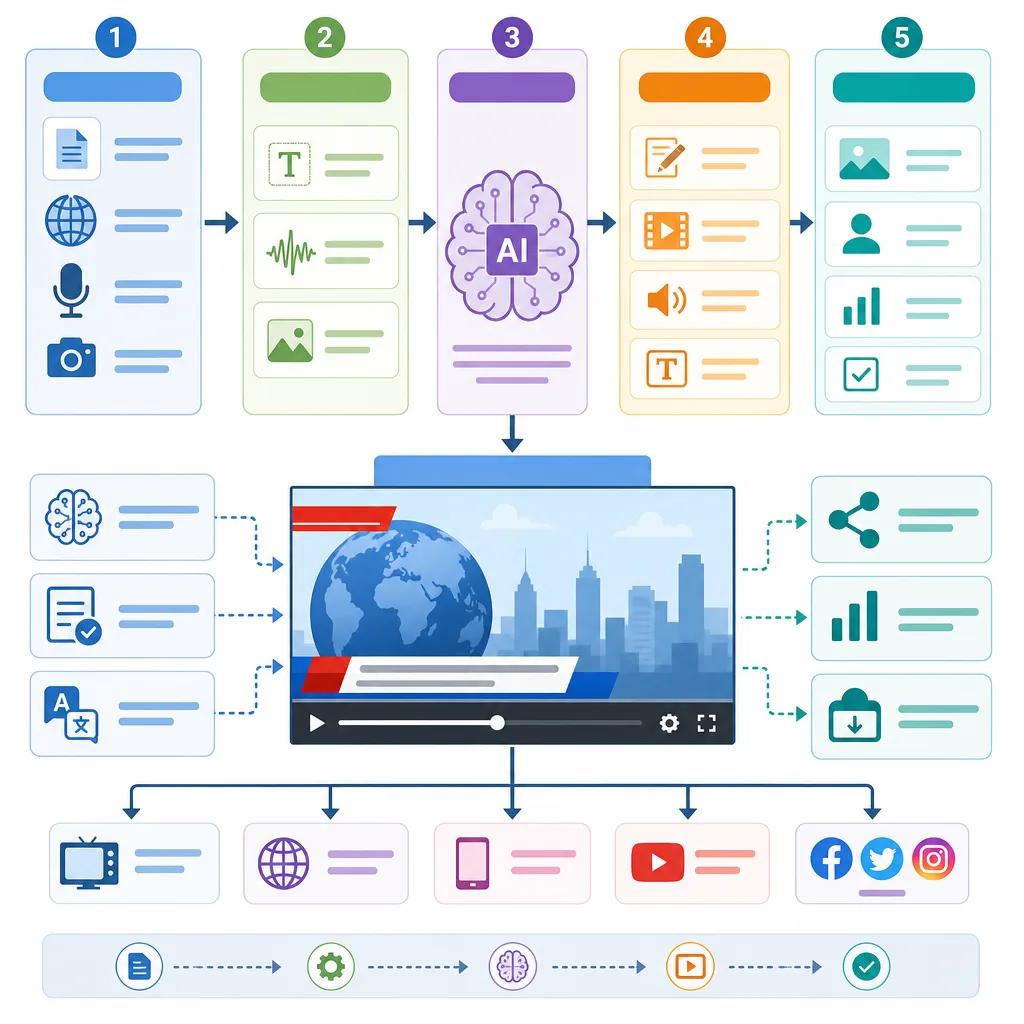 Diagram explaining ai video creation for news reporting
