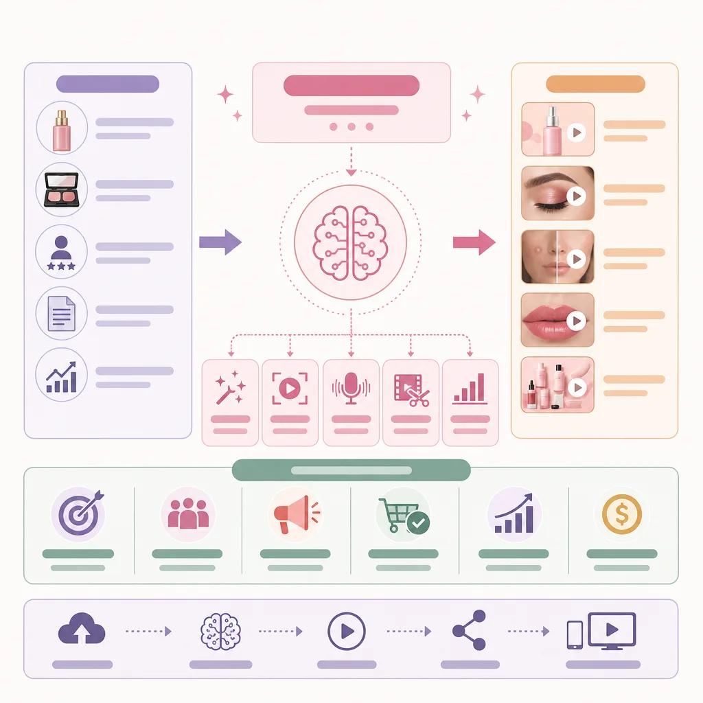 Diagram explaining ai video solutions for beauty brands