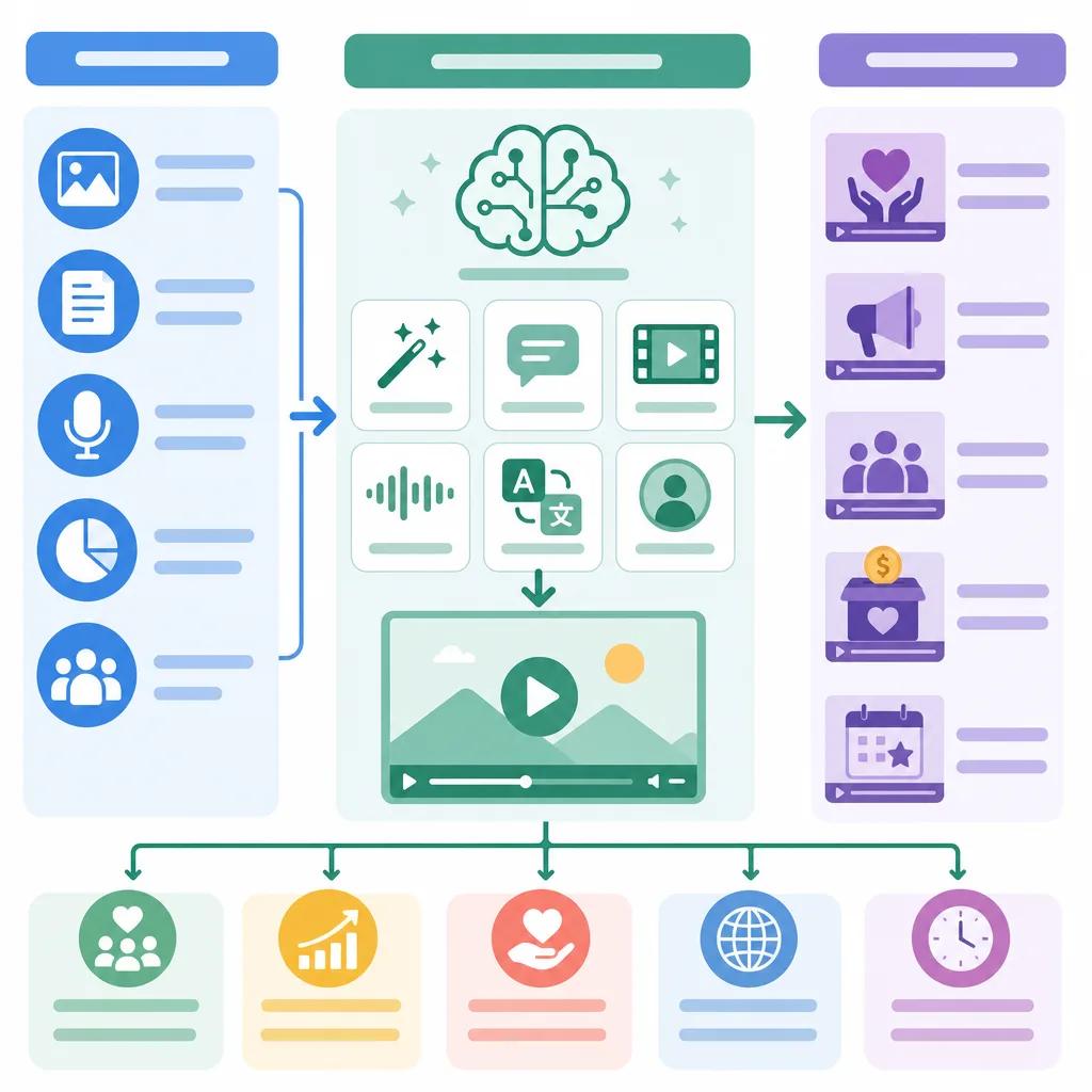 Diagram explaining ai video solutions for non-profits