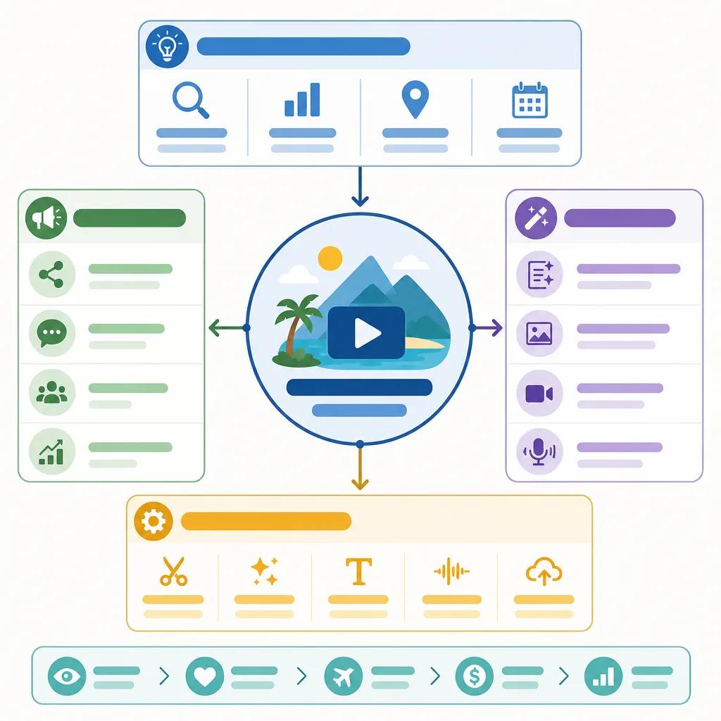 Diagram explaining ai video strategies for travel influencers