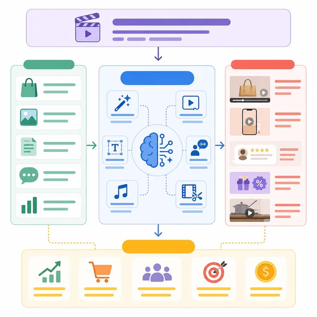 Diagram explaining ai video tools for e-commerce marketing