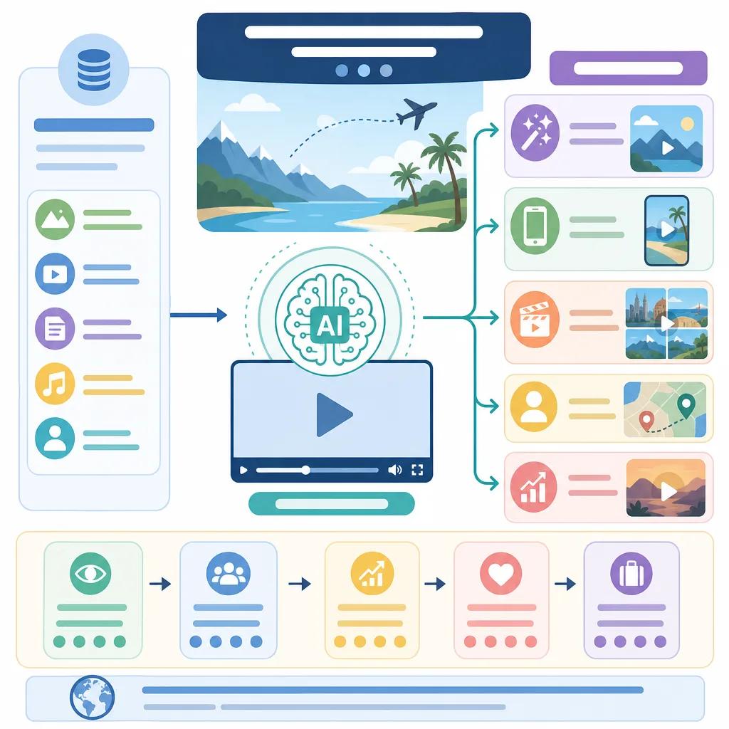 Diagram explaining ai video content trends for travel marketing