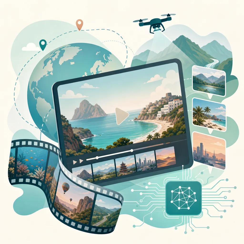 Illustration related to ai video content trends for travel marketing