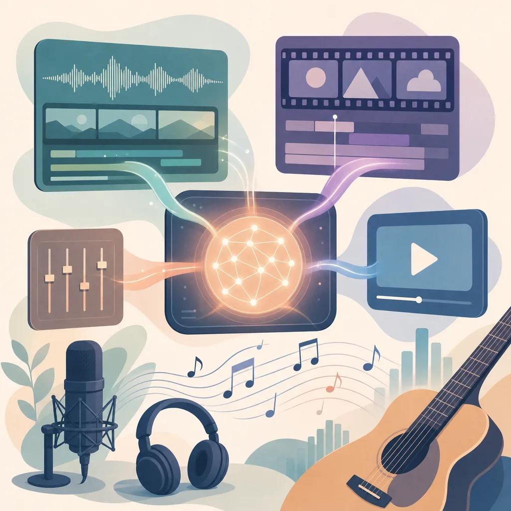Illustration related to best ai video tools for musicians