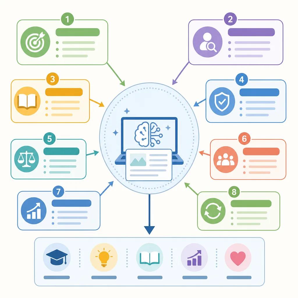 Diagram explaining best practices for ai-generated educational content