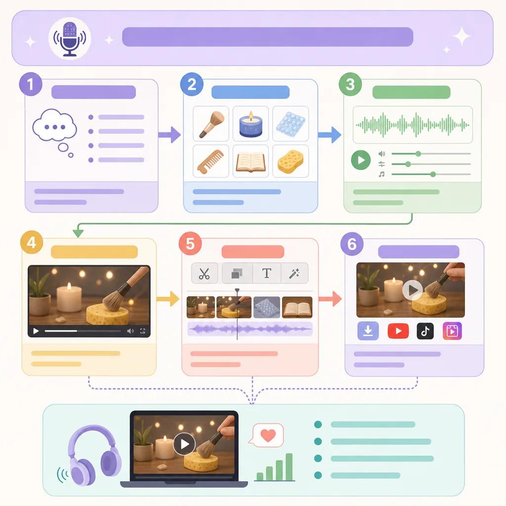 Diagram explaining how to create asmr videos with ai tools