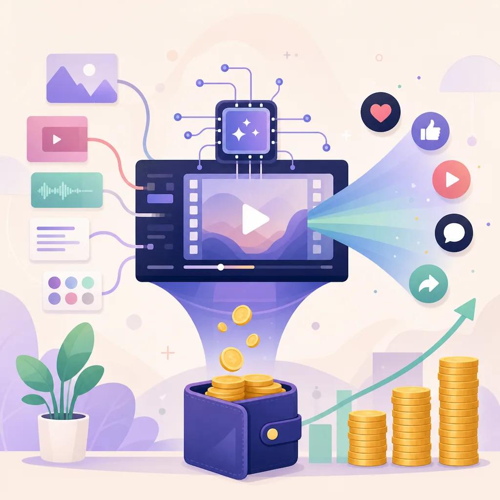 Illustration related to how to monetize ai video content on social media