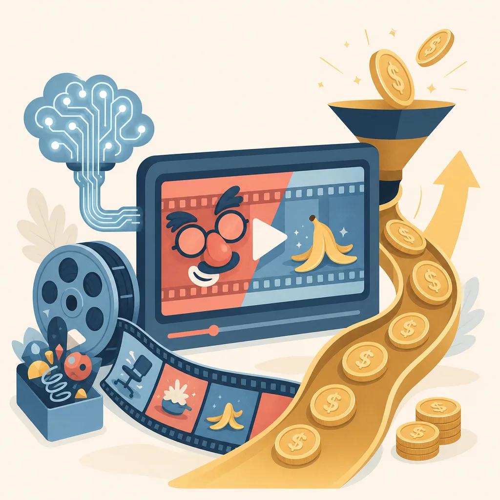 Illustration related to monetizing ai videos for comedy channels