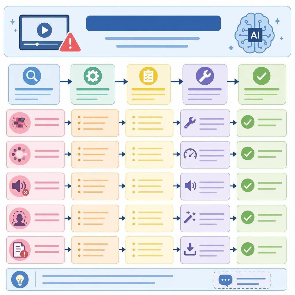 Diagram explaining troubleshooting common ai video errors