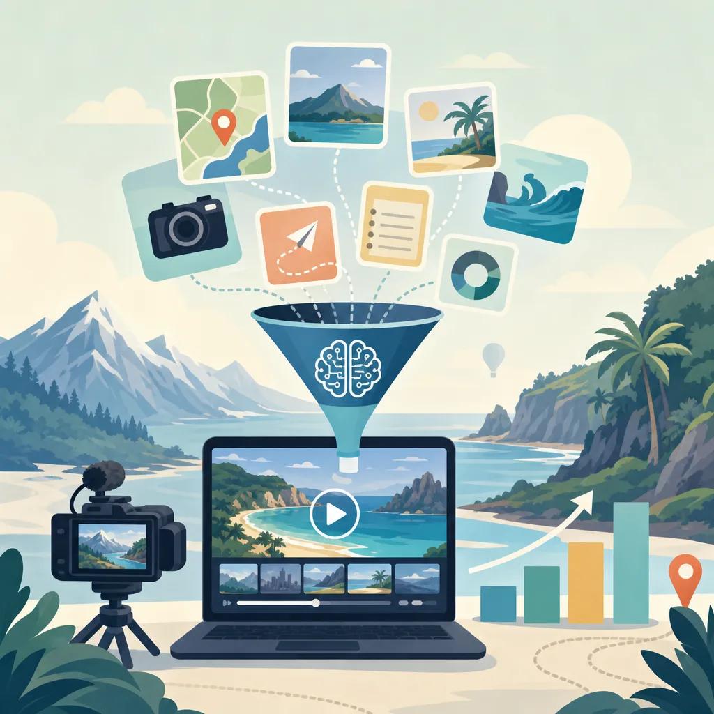 Illustration related to ai content strategies for travel vlogs