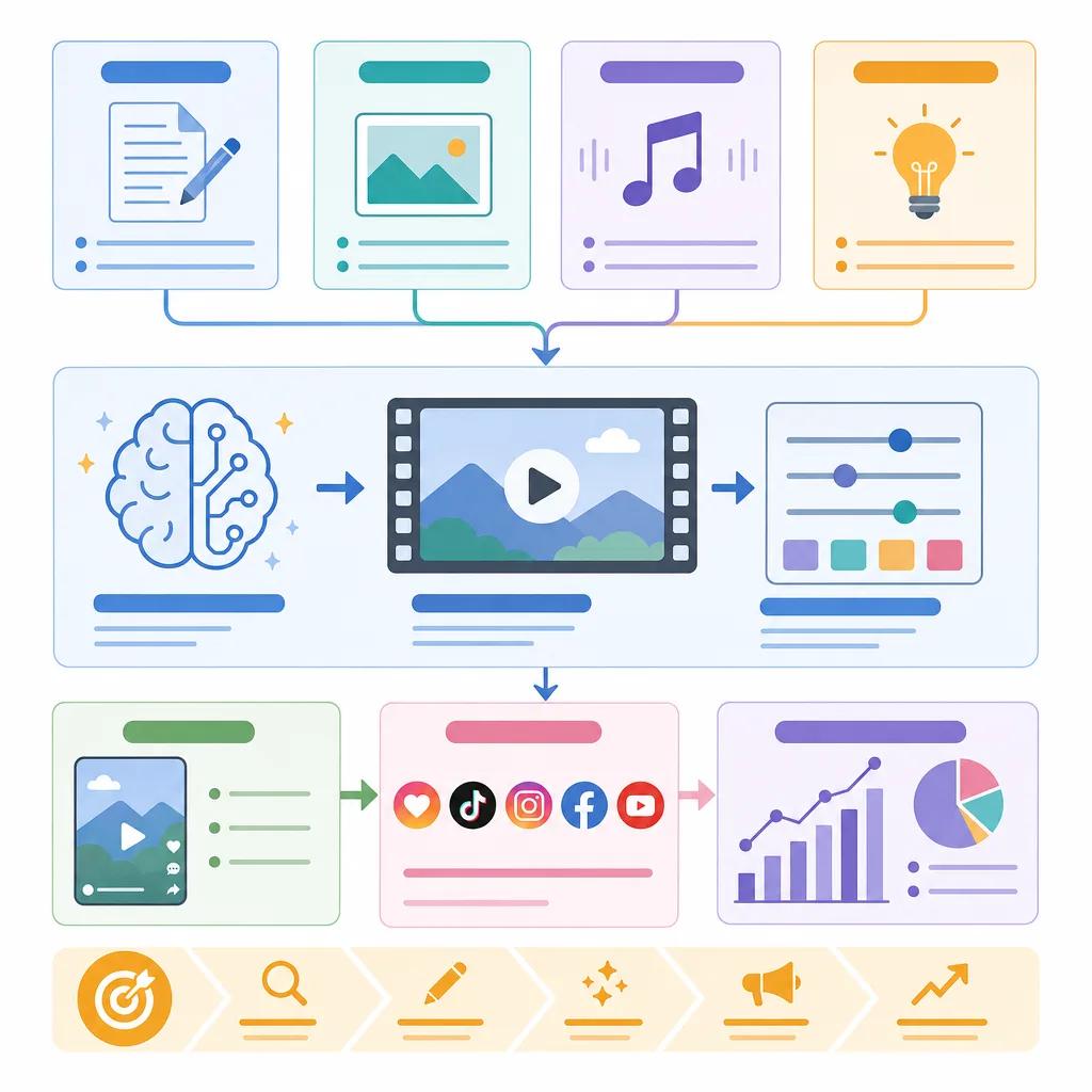 Diagram explaining ai-generated video content for social media