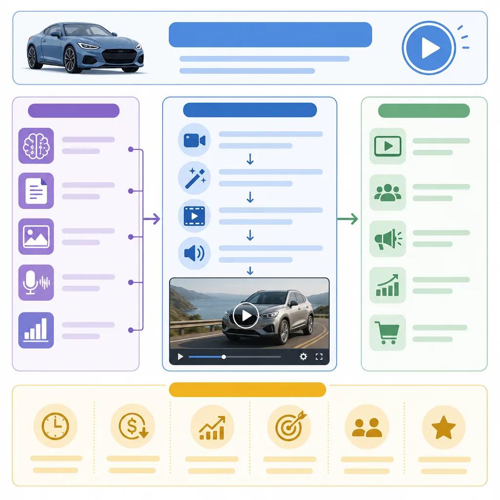 Diagram explaining ai tools for automotive video marketing