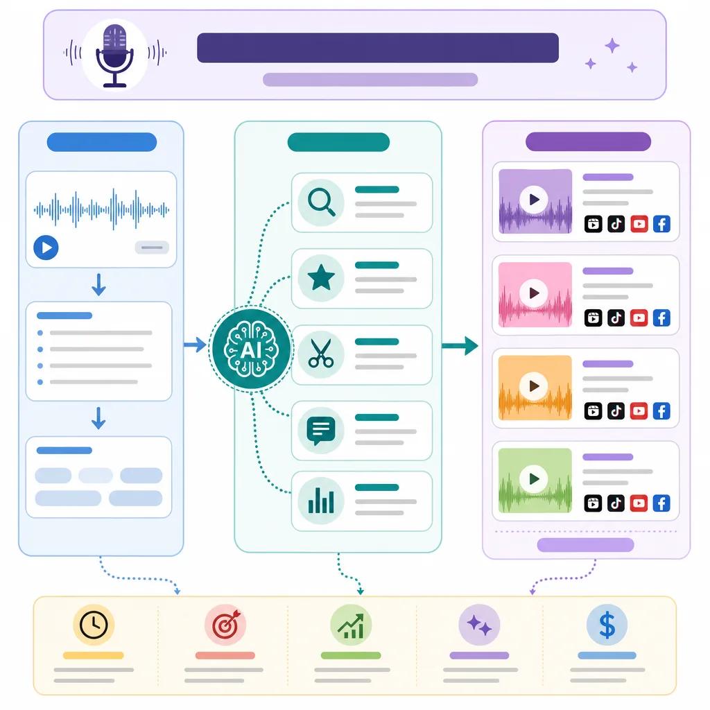 Diagram explaining ai tools for creating podcast clips