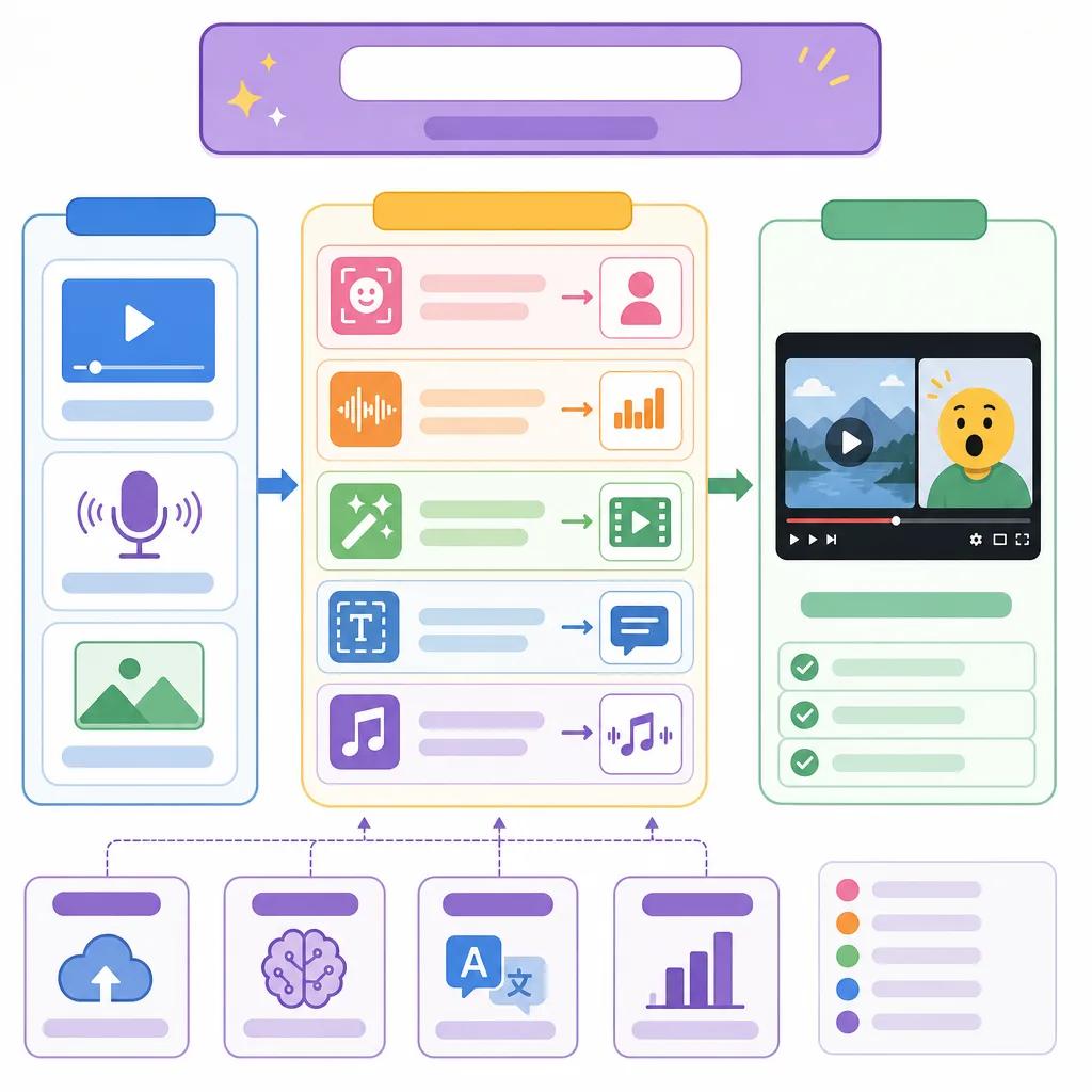 Diagram explaining ai tools for creating reaction videos