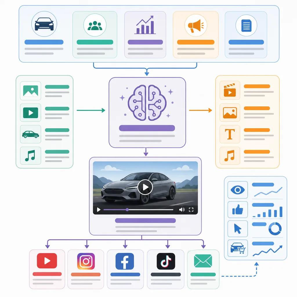 Diagram explaining ai video content for automotive marketing