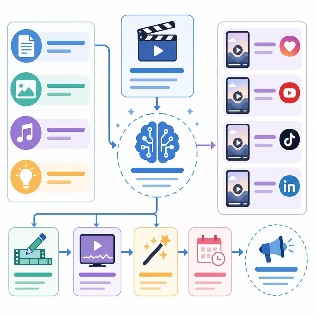 Diagram explaining ai video content for social media