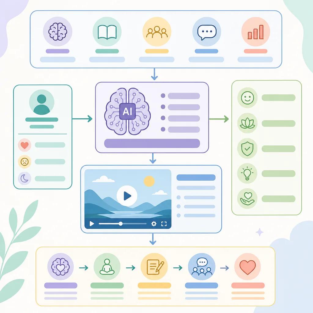 Diagram explaining ai video content for mental health
