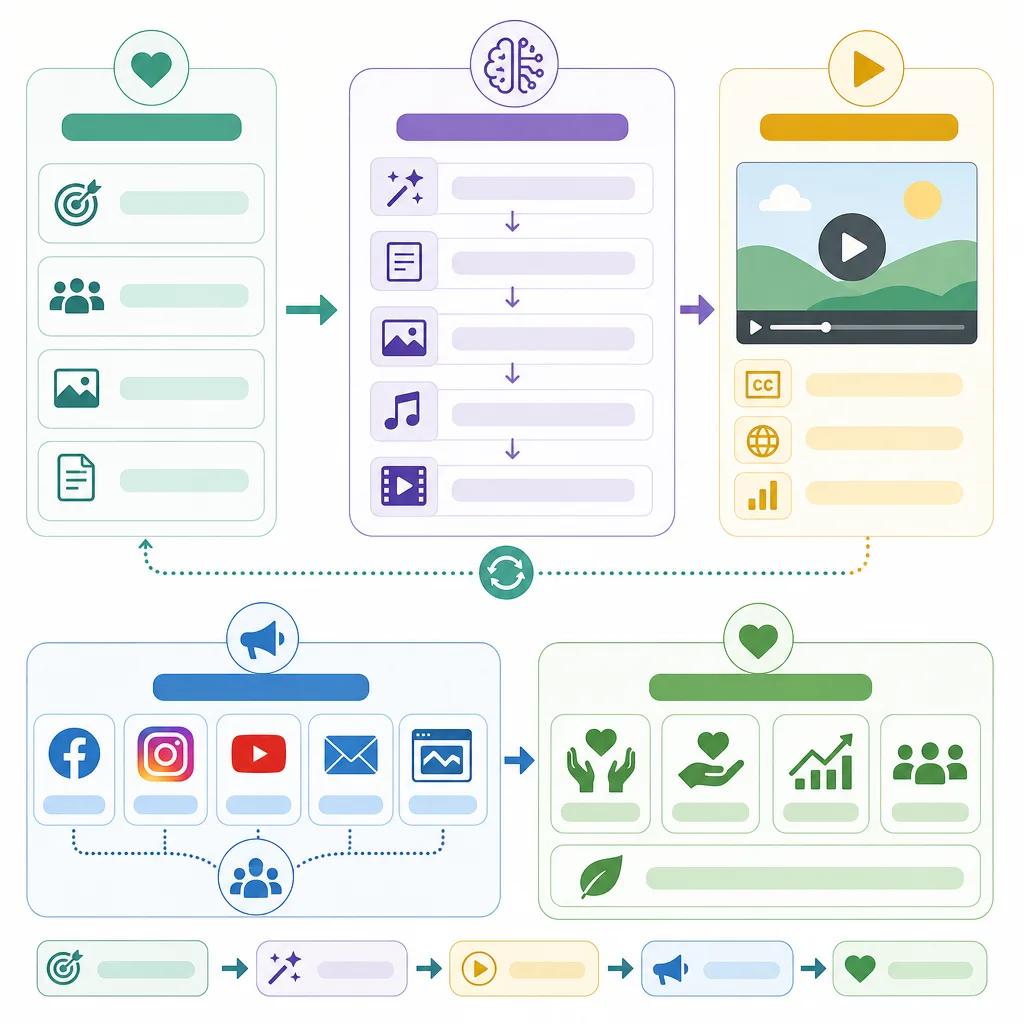 Diagram explaining ai video creation for nonprofit marketing
