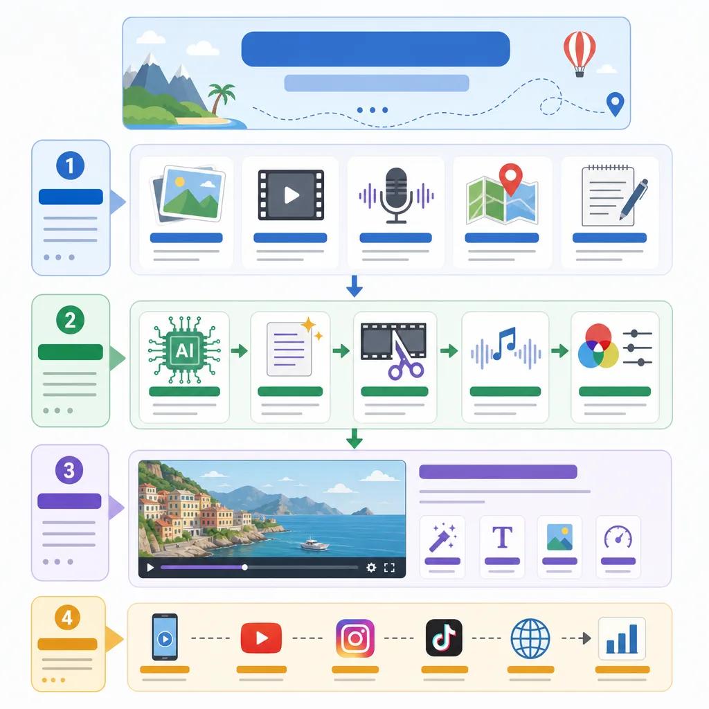 Diagram explaining ai video creation for travel vlogs