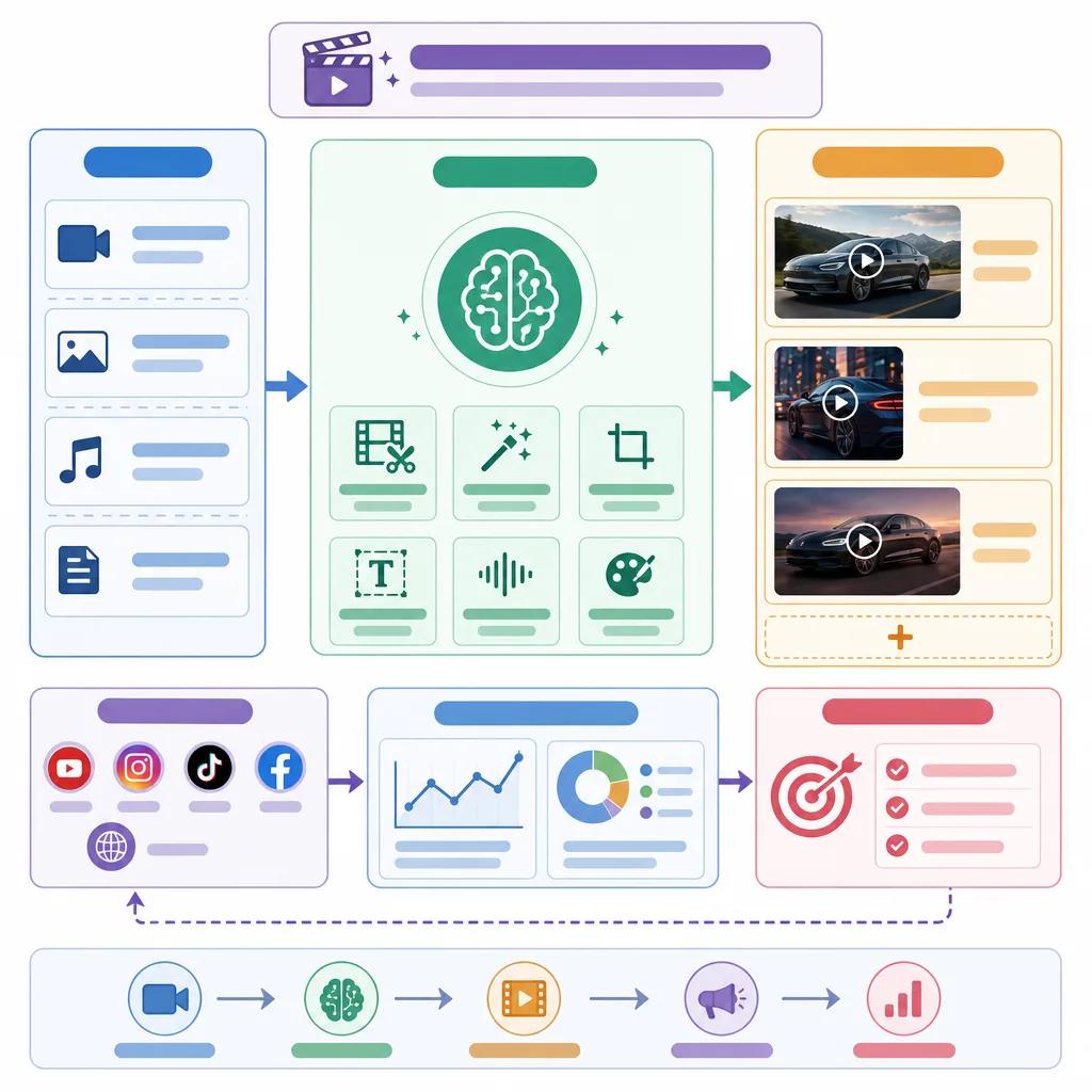 Diagram explaining ai video editing for automotive marketing