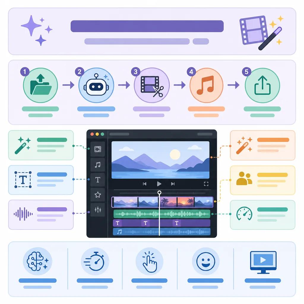 Diagram explaining ai video editing software for beginners 2026
