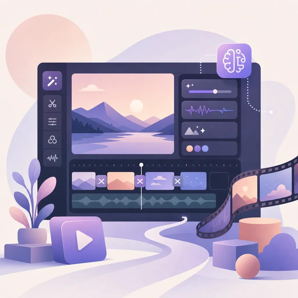 Illustration related to ai video editing software for beginners 2026