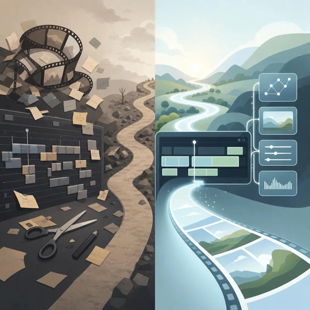 Illustration related to ai video editing vs traditional editing
