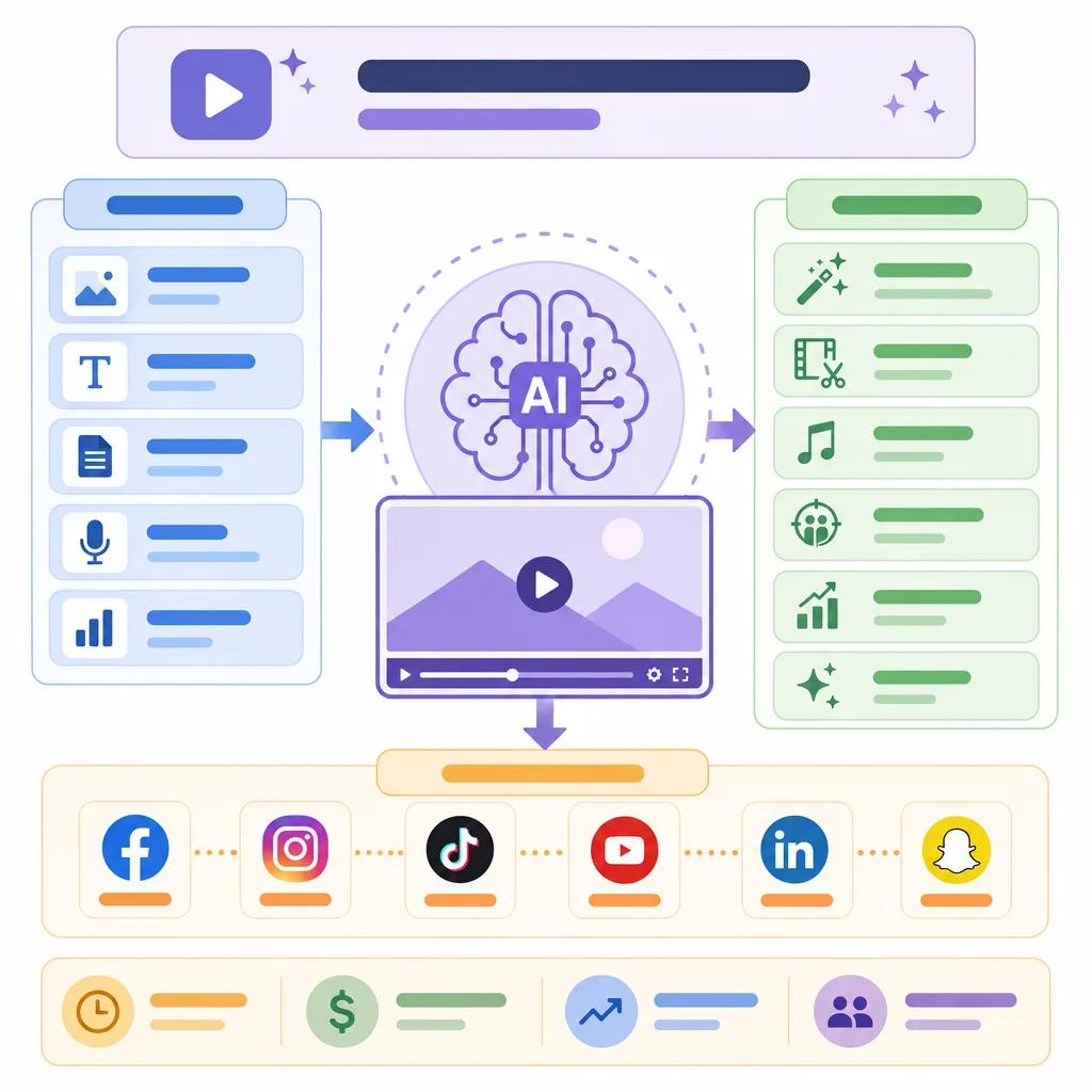 Diagram explaining ai video features for social media ads