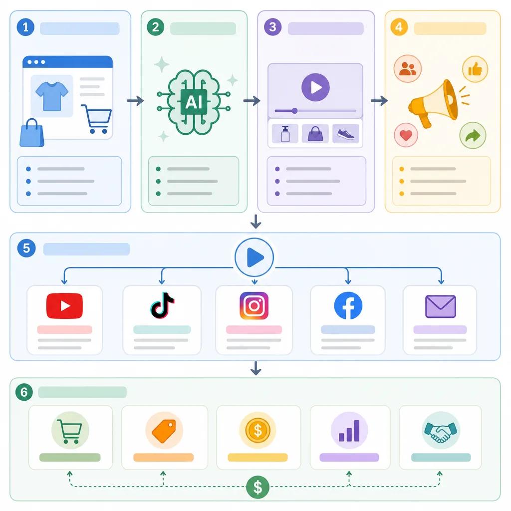 Diagram explaining ai video monetization for e-commerce