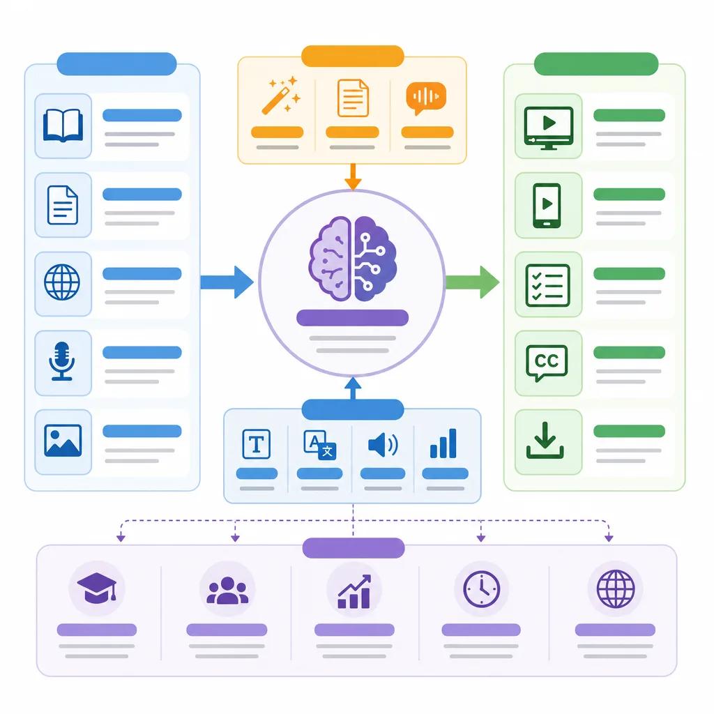 Diagram explaining ai video solutions for education content