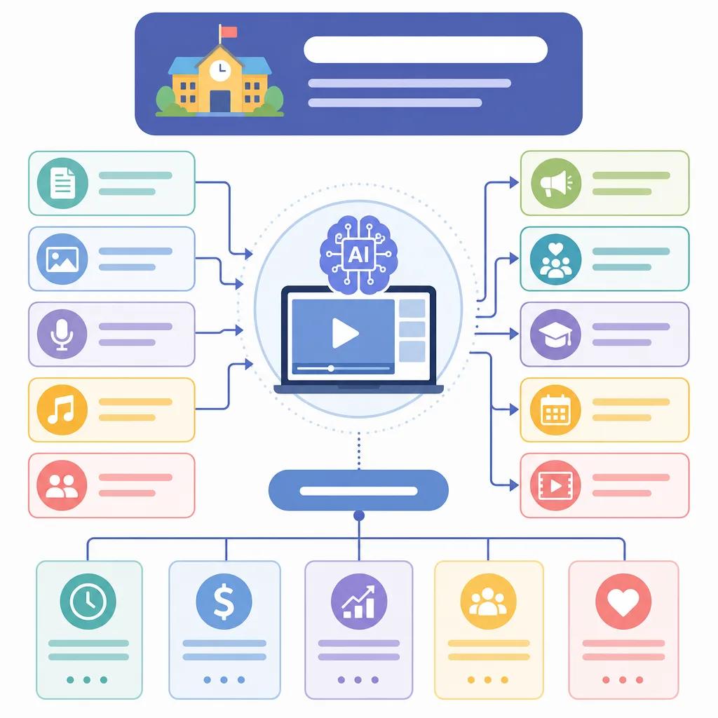 Diagram explaining ai video tools for school marketing