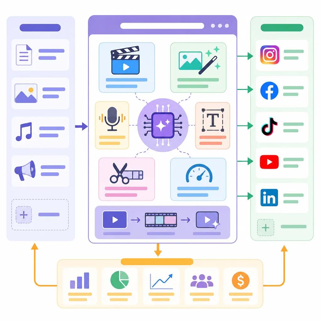 Diagram explaining ai video tools for social media advertising