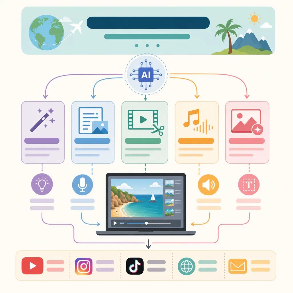 Diagram explaining ai video tools for travel bloggers