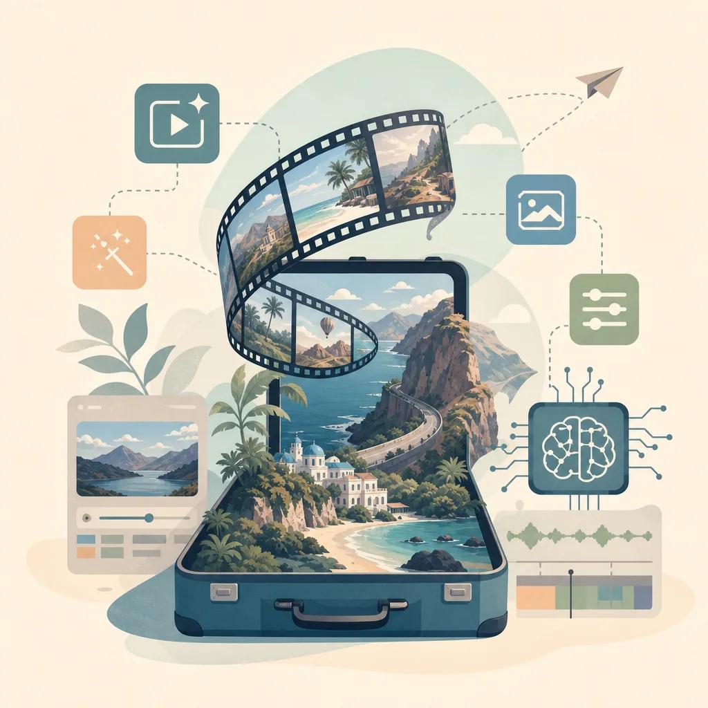 Illustration related to ai video tools for travel bloggers