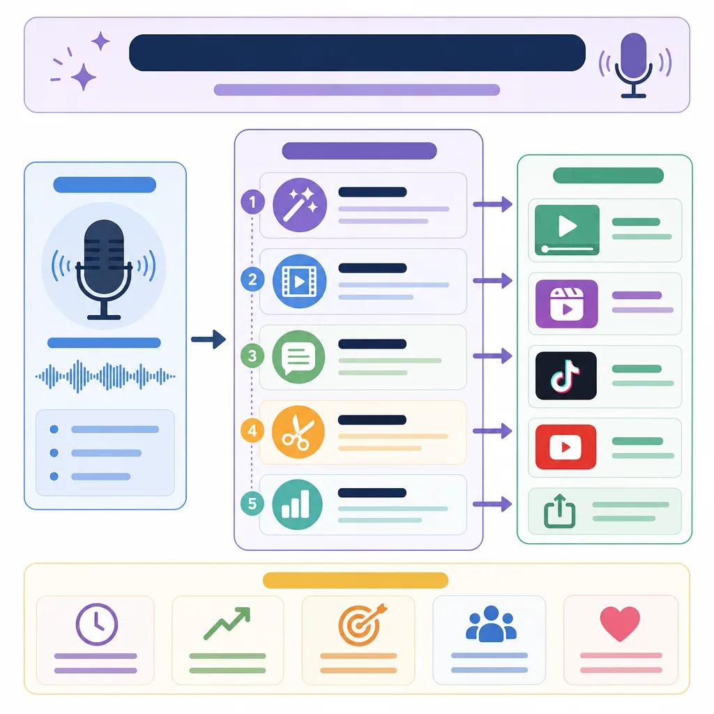 Diagram explaining best ai tools for creating podcast clips