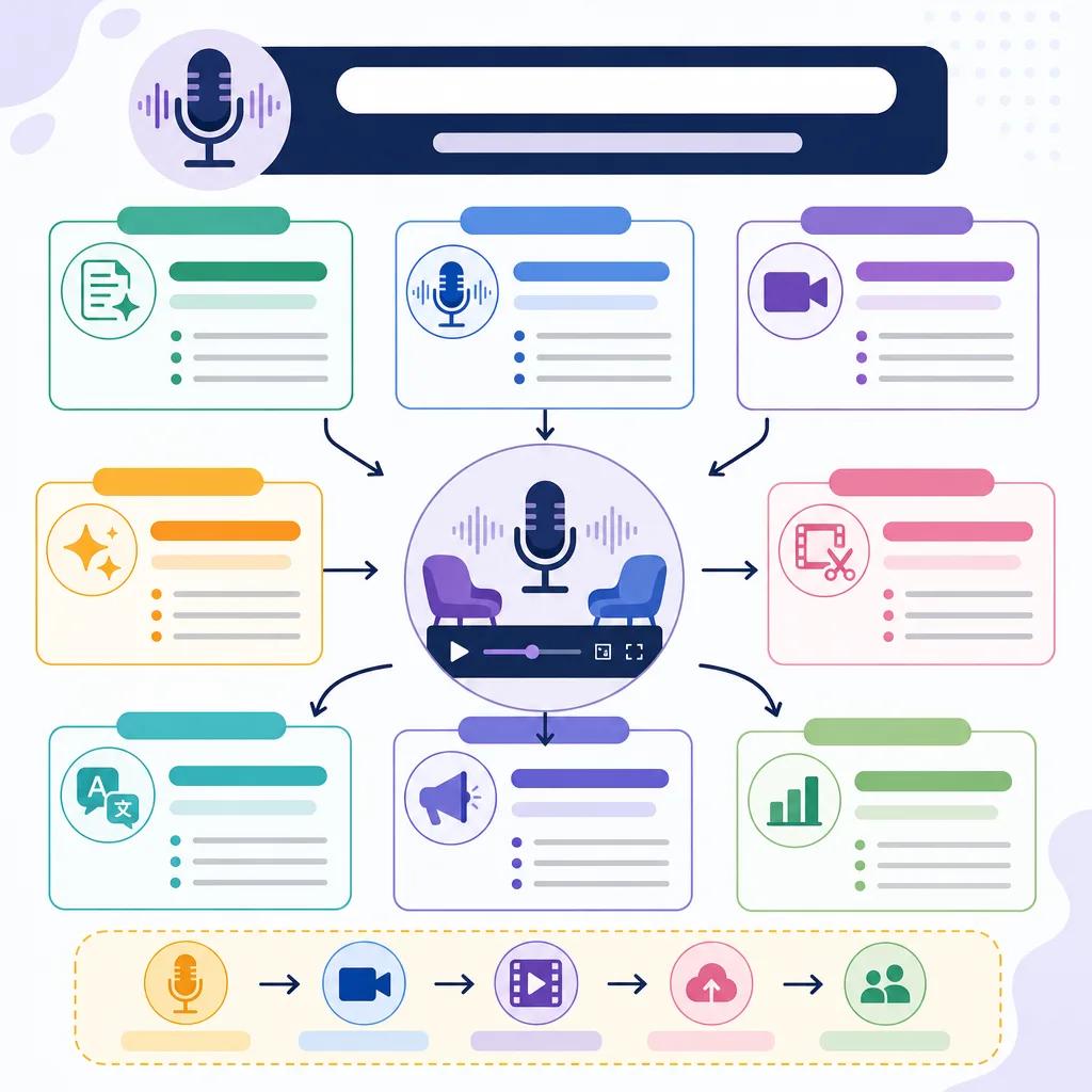Diagram explaining best ai tools for podcast video creation