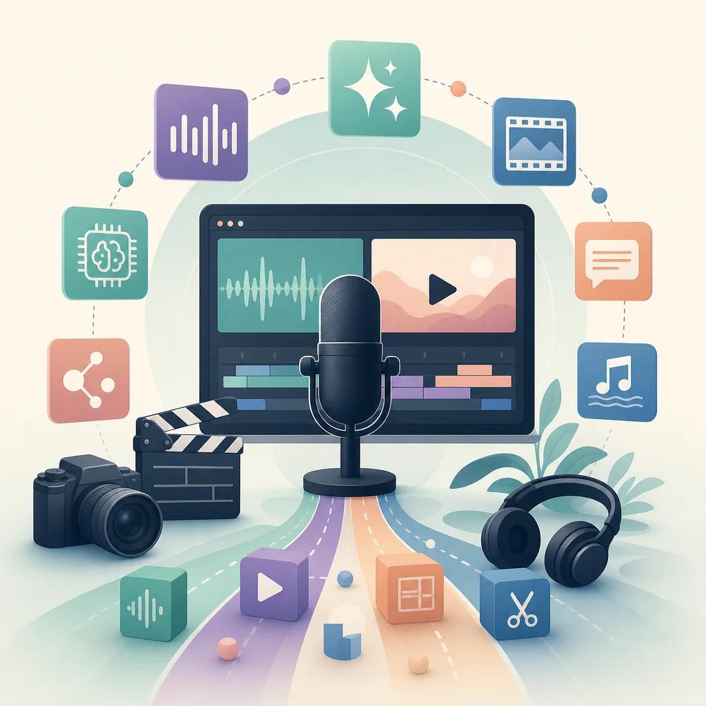 Illustration related to best ai tools for podcast video creation