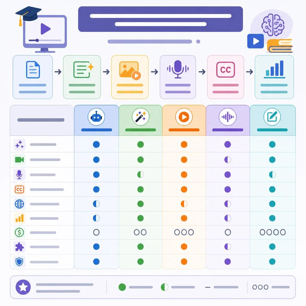 Diagram explaining compare ai tools for e-learning videos