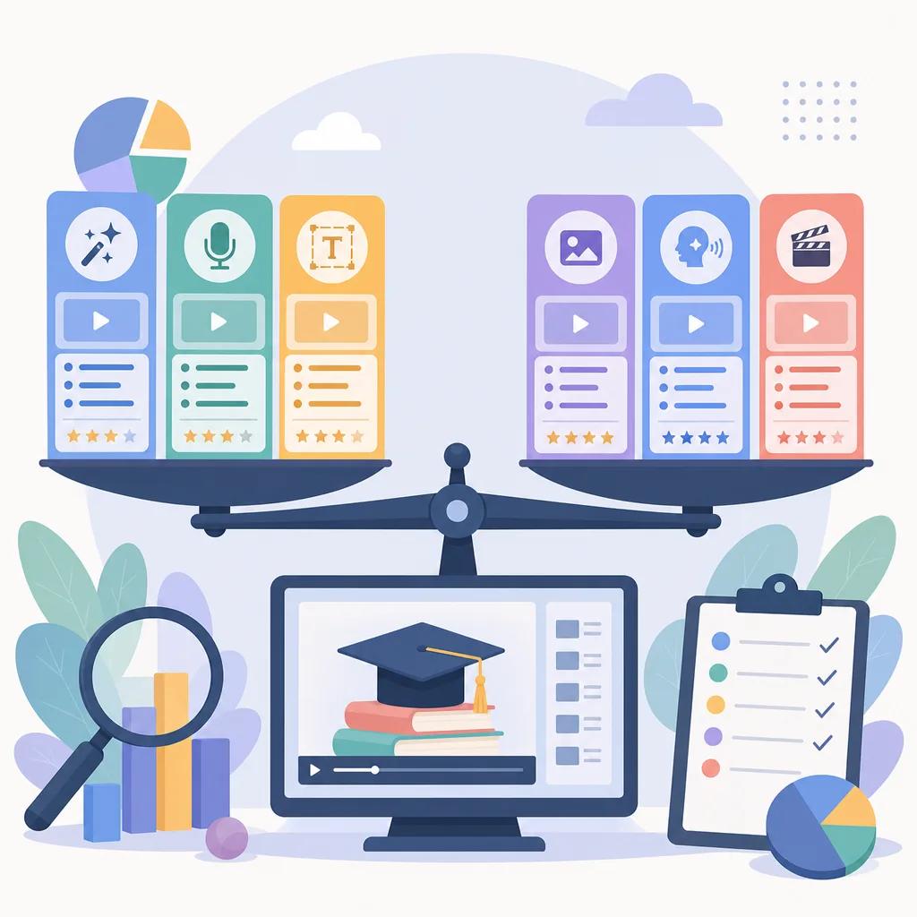 Illustration related to compare ai tools for e-learning videos