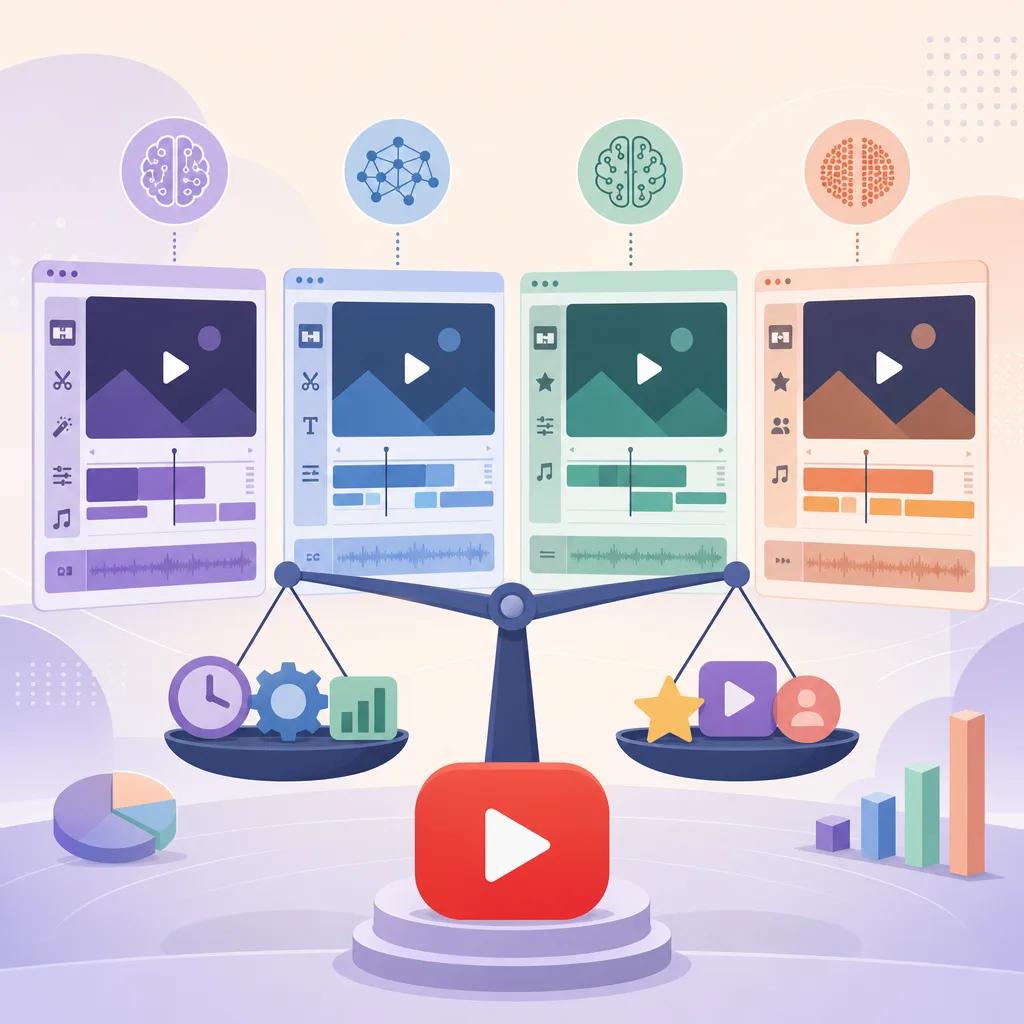 Illustration related to compare ai video editors for youtube