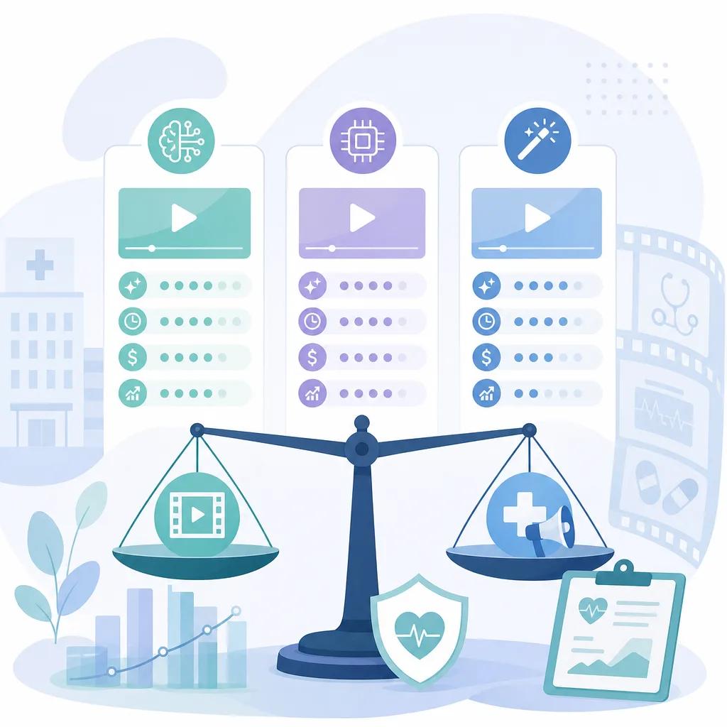 Illustration related to compare ai video tools for healthcare marketing