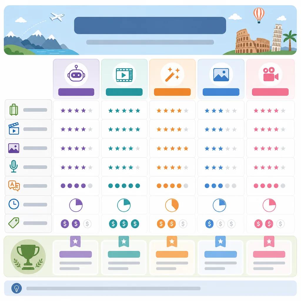 Diagram explaining comparing ai video creators for travel content