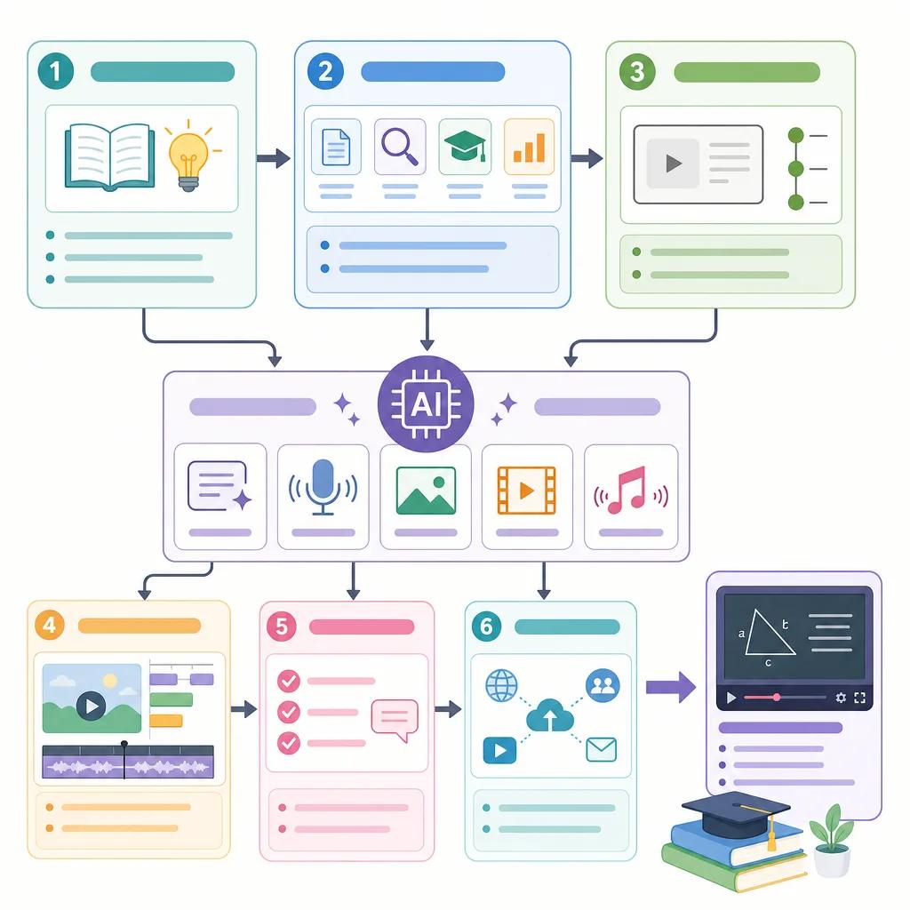 Diagram explaining creating educational content with ai video tools