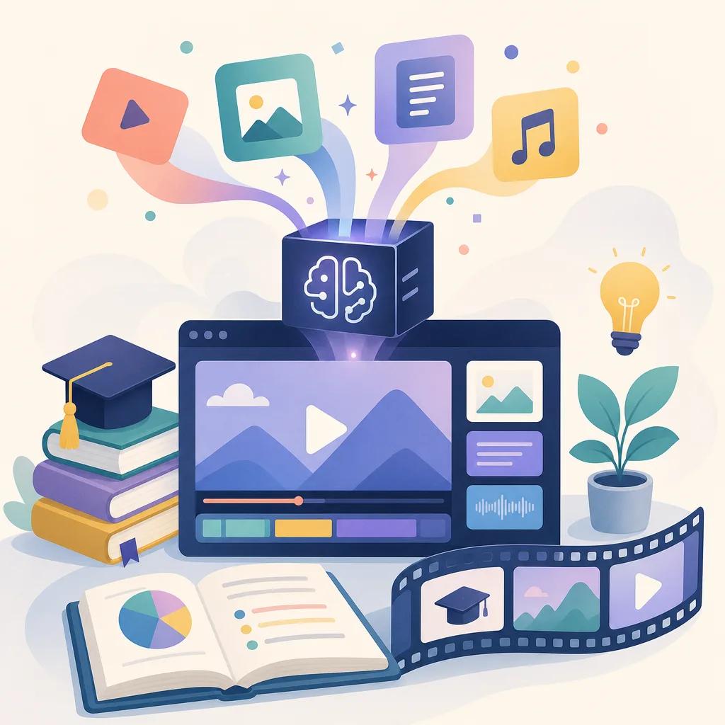 Illustration related to creating educational content with ai video tools
