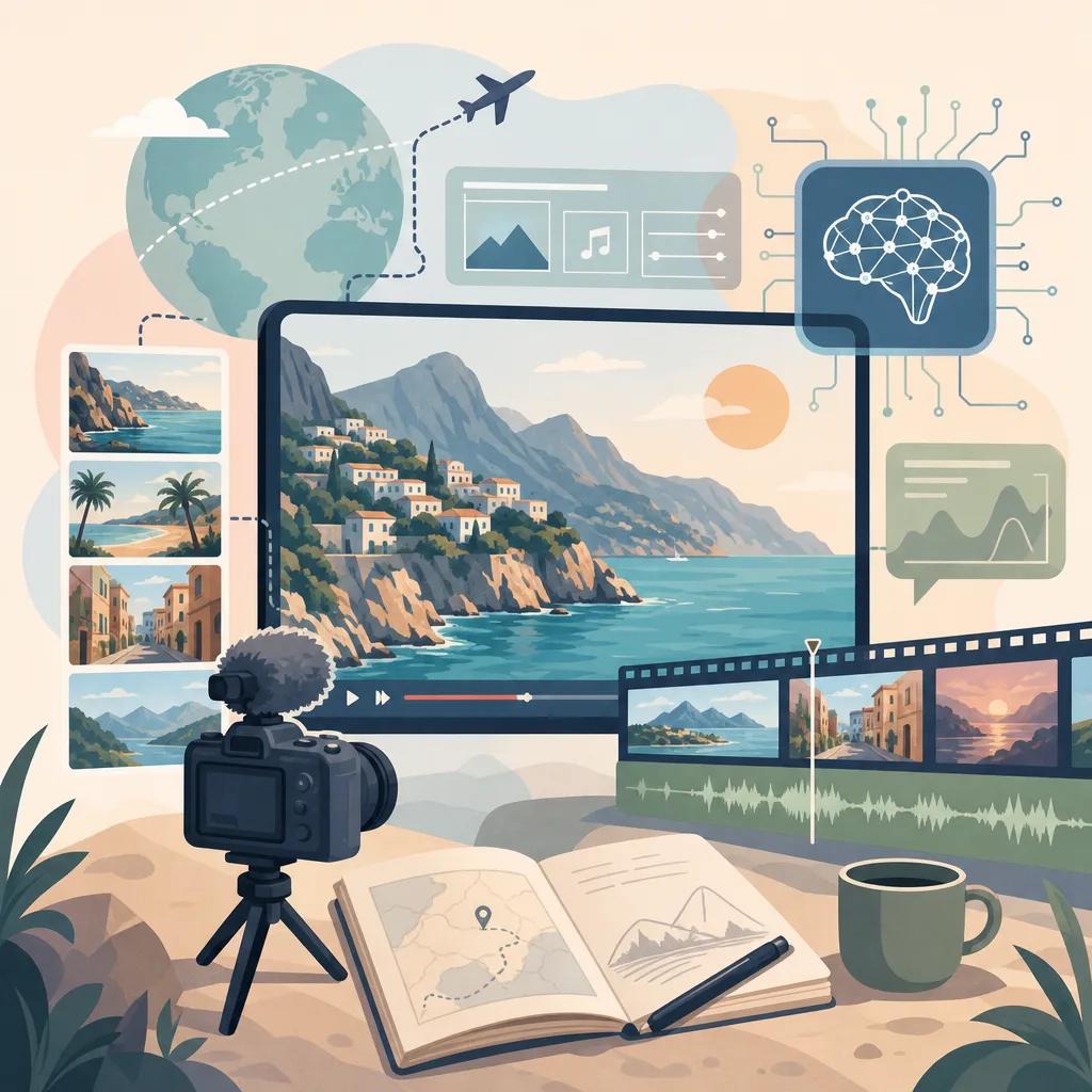 Illustration related to creating engaging travel vlogs with ai
