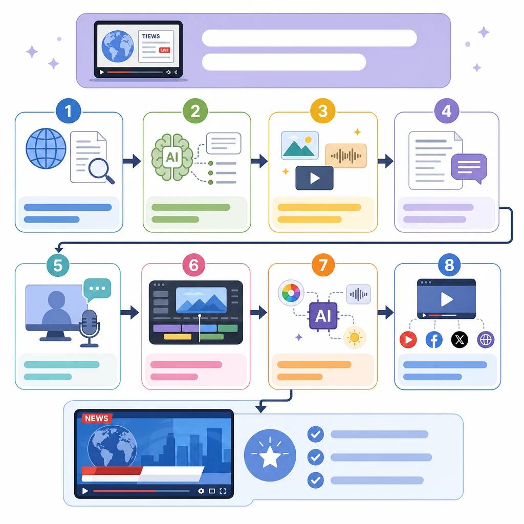 Diagram explaining creating news videos using ai