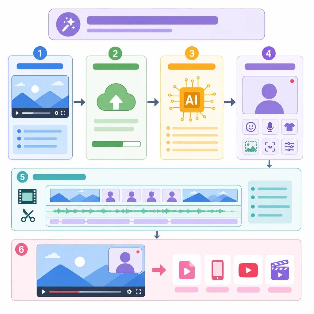 Diagram explaining creating reaction videos using ai